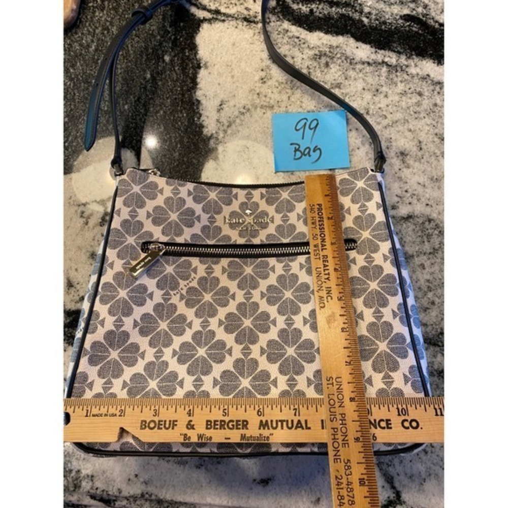 Kate Spade Spade Flower Jacquard Large Swingpack Crossbody Bag Black Cream Purse - Picture 14 of 14